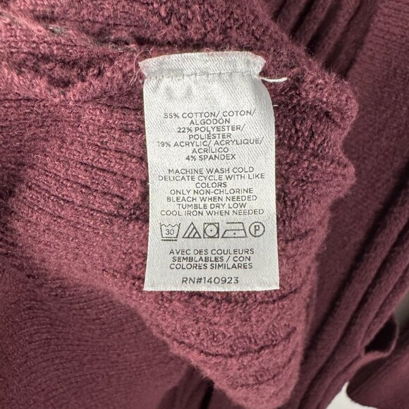 Loft Womens Plum Open-Front Cardigan Sweater Textured Ribbed Knit Size Small - Picture 5 of 7